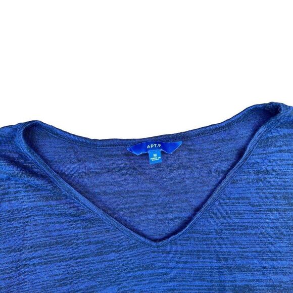 APT. 9 Blue & Black Blouse W/Mesh Lined Bottom Size Medium - Picture 3 of 4